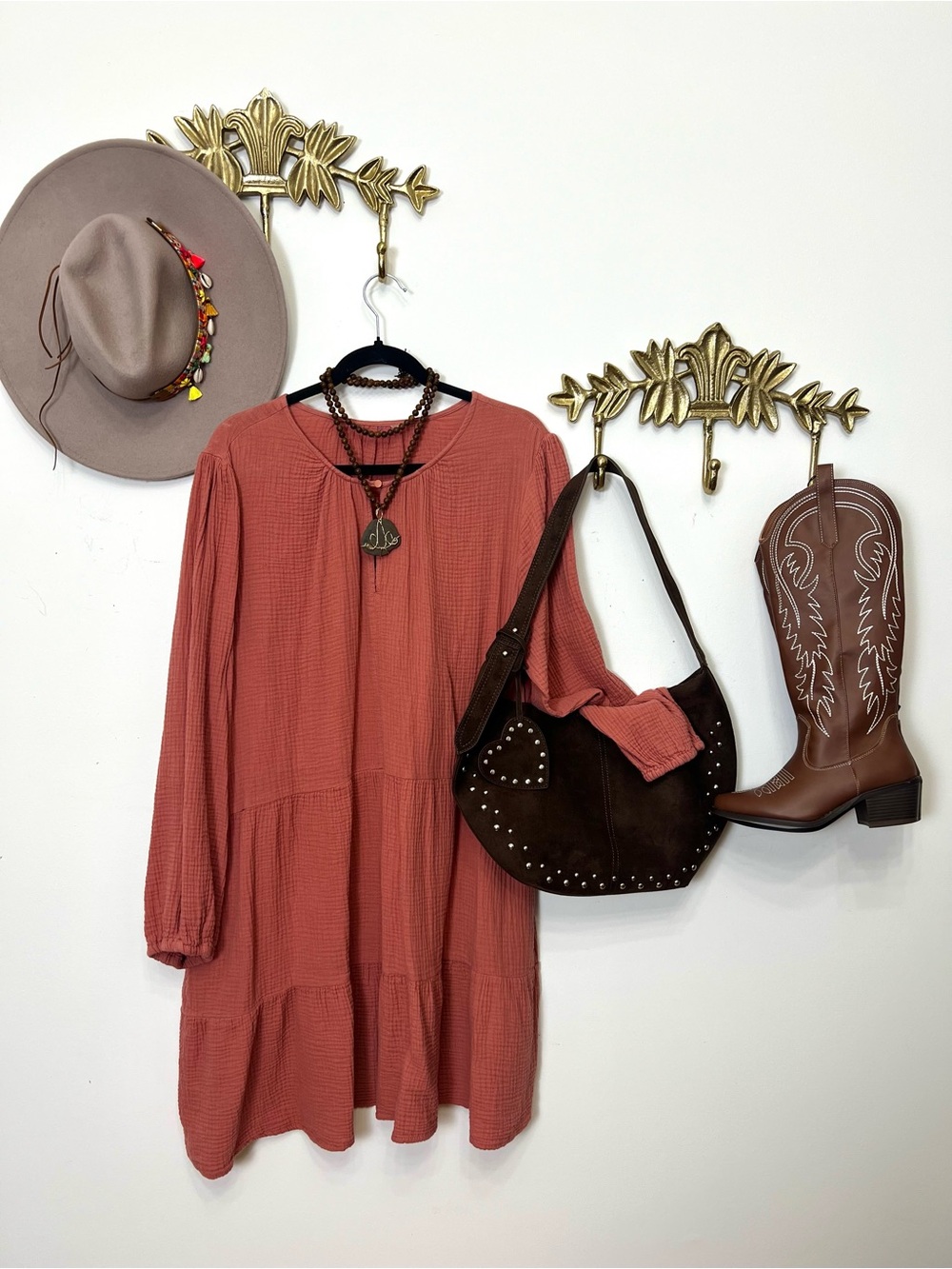 100% cotton terracotta rust dress Xl ptp 25”